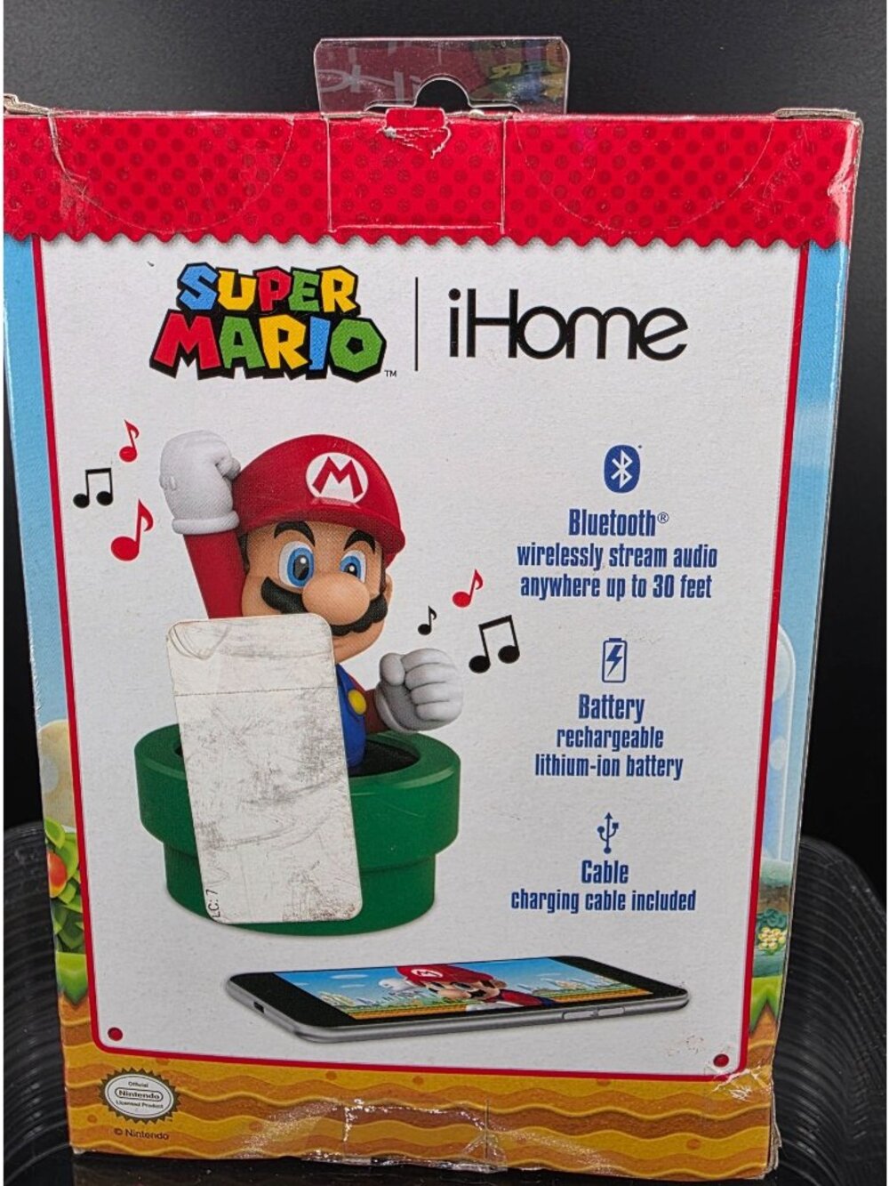 Super Mario iHome Bluetooth Speaker Rechargeable Battery New In Box - Picture 5 of 7